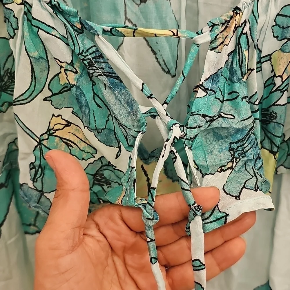 Maaji, Blue, Green, Floral, Dress, Summer, Swim, Cover Up, Lightweight, Travel